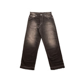 blugi negri wide fit denim 13 oz fata produs efect decolorat streetwear