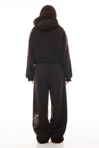 Hanorac Archived Black Hoodie 500gsm, vedere din spate pe model femeie