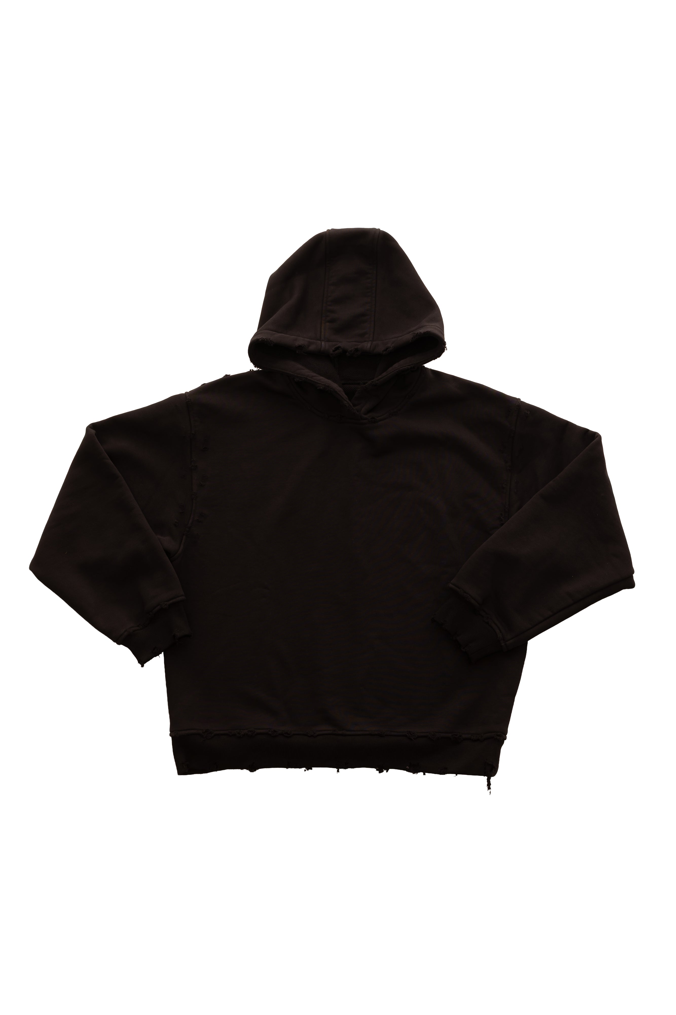 Hanorac Archived Black Hoodie din bumbac 500gsm, vedere spate cu detalii raw