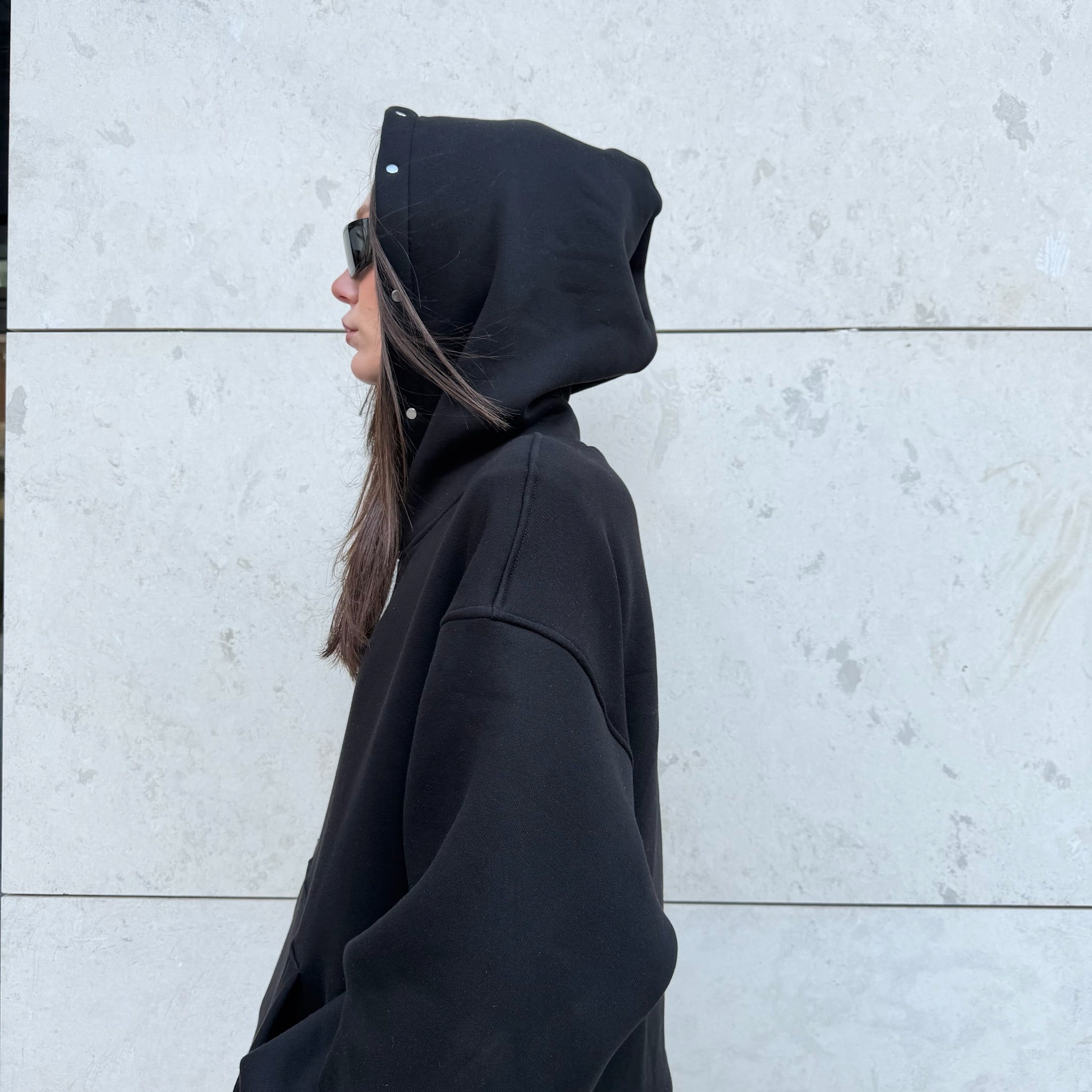 profil blackout hoodie negru 380 gsm fit boxy