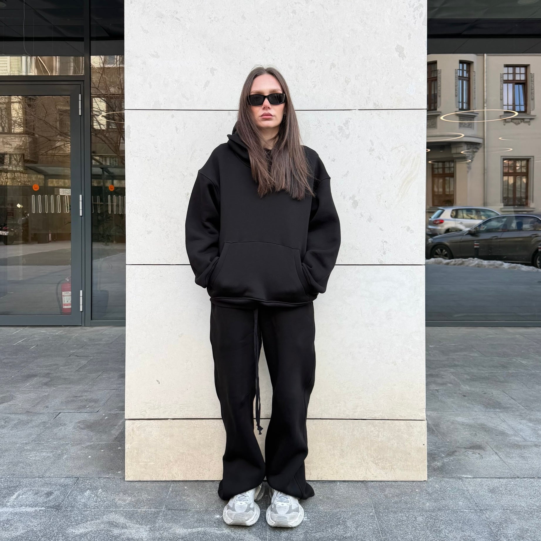 blackout streetwear set hoodie 500 gsm si joggers wide leg 380 gsm