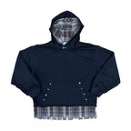 hanorac faultline hoodie negru layered cu insertie camasa vedere front flat bumbac 330gsm