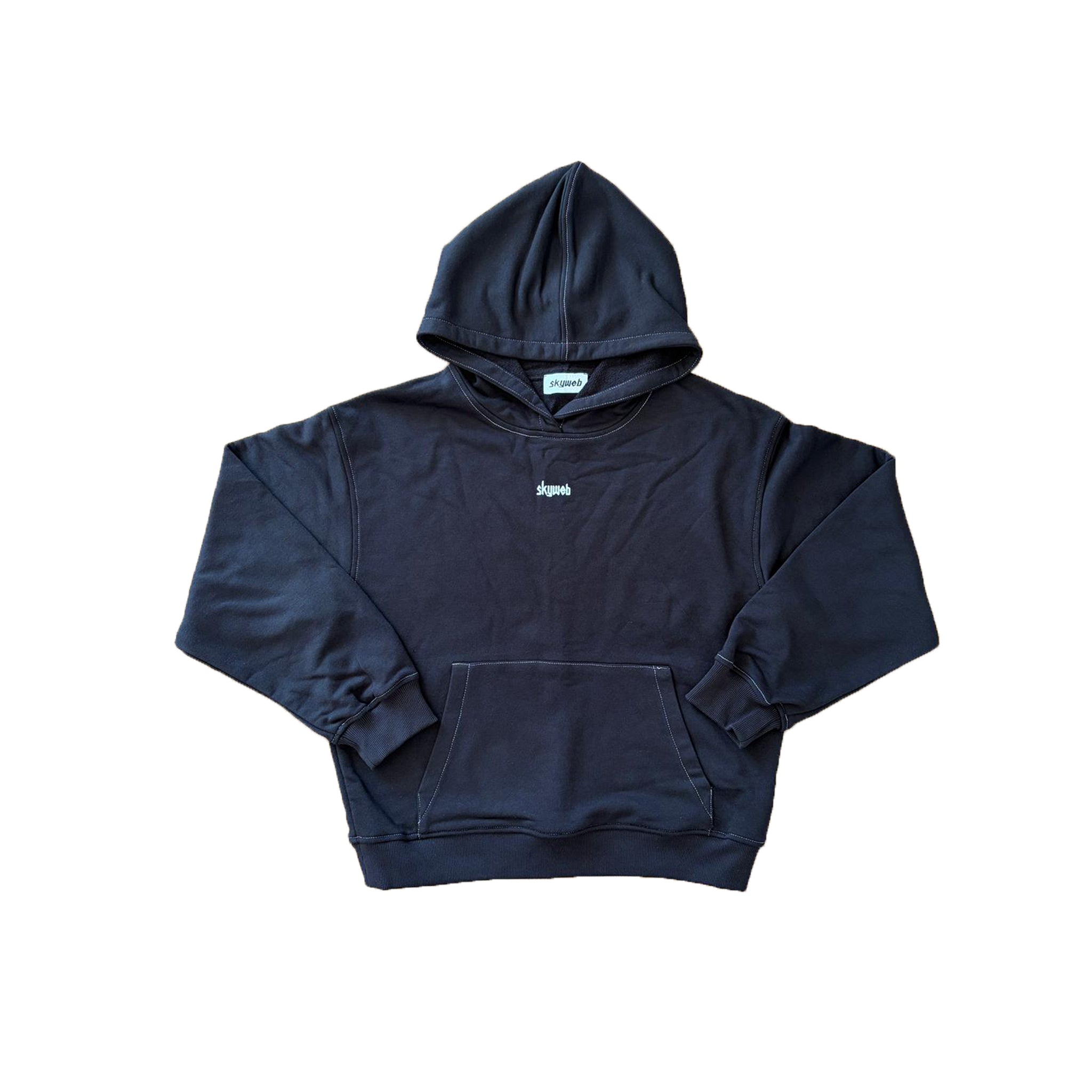 hanorac negru boxy 330gsm fata cu buzunar kangaroo collision hoodie
