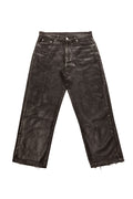 Blugi Midnight Denim negri, relaxed straight fit, cu coating cerat pe bază de silicon și textură lucioasă.
