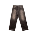 blugi negri wide fit denim 13 oz fata produs efect decolorat streetwear