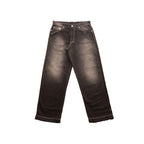 blugi negri wide fit denim 13 oz fata produs efect decolorat streetwear