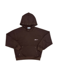 SKYWEB boxy oversized rust hoodie in french terry cotton with silver star studs on the hood and kangaroo pocket.