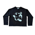 tricou negru maneci lungi boxy 300gsm cu print grafic hound long tee conflict
